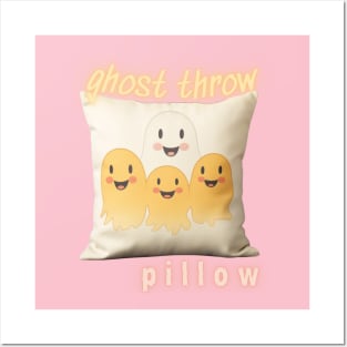 ghost throw pillow Posters and Art